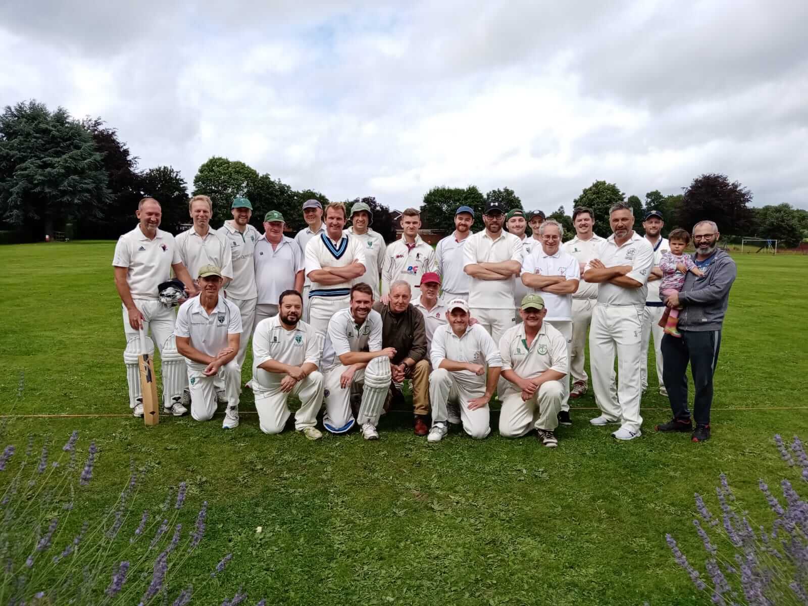Group shot of Mereworth cricketers from the 2021 game vs the T&MCC Veterans.